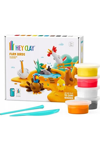 TM TOYS Set de păsări din lut Hey Clay, din Ferma, Pachet de 15, 15 cutii, 15...