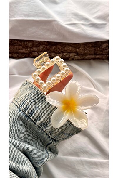 YOYYO Διαφανές ορθογώνιο σετ κούμπωμα με πέρλες και κούμπωμα λωτού - Κομψά αξ...