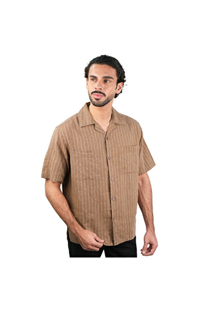 Giordano Men’s Relaxed Linen Cotton Short Sleeve Button Shirt