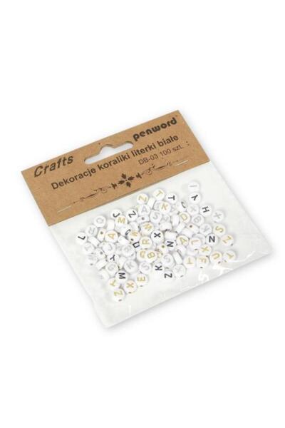 PENWORD Mărgele decorative DB-03 Litere albe 7x7mm 100 bucăți