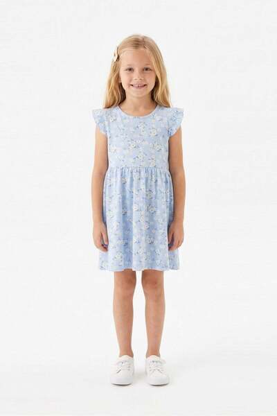 bunny hopp Φόρεμα για κορίτσια με μανίκια πεταλούδα και σχέδιο μπλε μαργαρίτα...