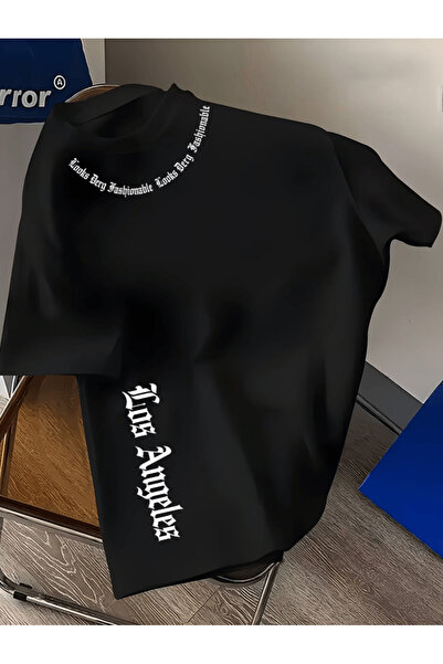 one button Μπλουζάκι Los Angeles με κάθετο και οριζόντιο σχέδιο, τυπωμένο, pr...