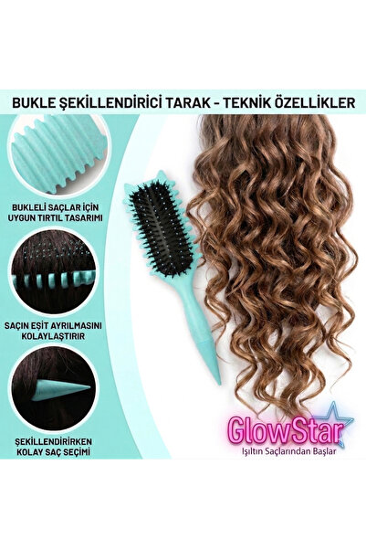 GLOWSTAR Profesyonel Bukle Belirginleştirici Mor Saç Fırçası Kolay Tarama Magic Curl Dalgalı ve Kıvırcık Saç