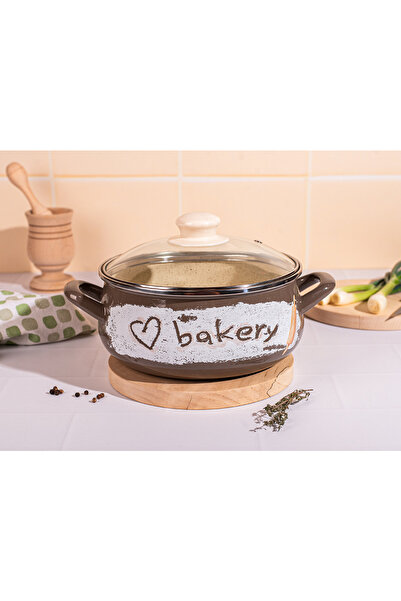 Metalac Cratita 1.85l cu capac din sticla Bakery email/16cm/1.85l