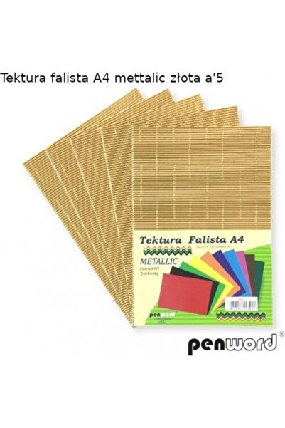PENWORD Carton ondulat A4 auriu metalic, 5 bucăți