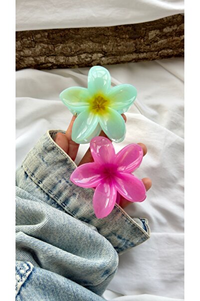 YOYYO Yellow and Mint Green Lotus Hairpin Buckle Set of Two - Tropical Summer...