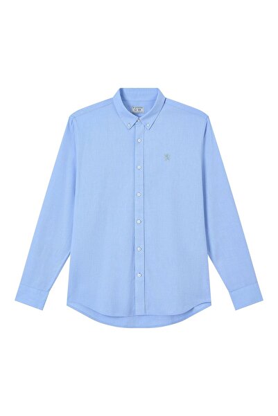 Giordano Men’s Cotton Slim Oxford Shirt with Embroidery