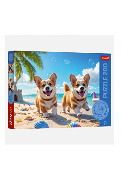Zet Puzzle Cățeluși pe Plajă (200 Piese) - Trefl