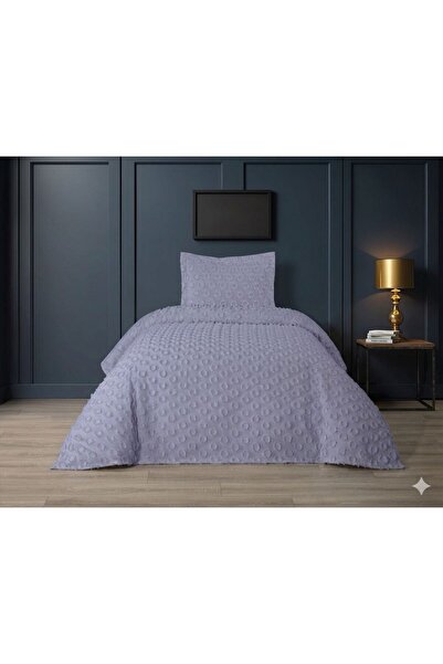 LOTUSEIN Bodrum Μονό Γκρι Κάλυμμα Κρεβατιού 180x250 εκ. και 1 Μαξιλάρι Πομπόν