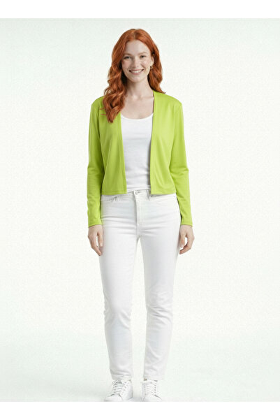 Neden Tekstil Women's Crop Fit Light Green Long Sleeve Cardigan