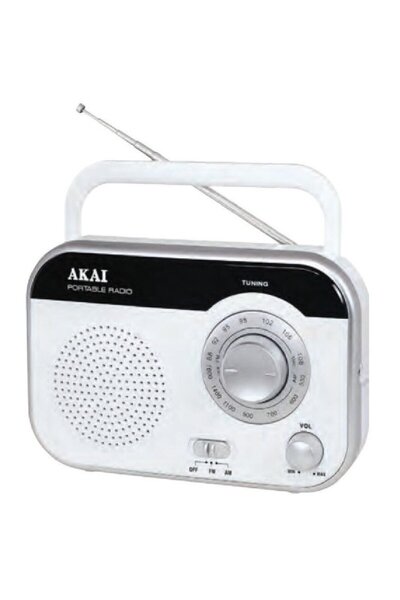 AKAI Radio portabil PR003A-410 cu tunner analogic AM/FM, Alb