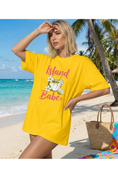 SUNFREE Γυναικείο μπλουζάκι με στάμπα COCONUT, oversized, καλοκαιρινό, κοντομ...