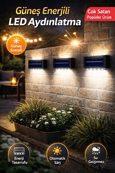 SYN AKSESUAR 10 LEDLİ Güneş Enerjili Bahçe Aydınlatma | Solar Duvar Lambası B...
