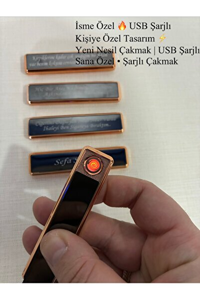 süslü concept Kişiye Özel İsim Yazılı USB Şarjlı Elektrikli Çakmak – Premium ...