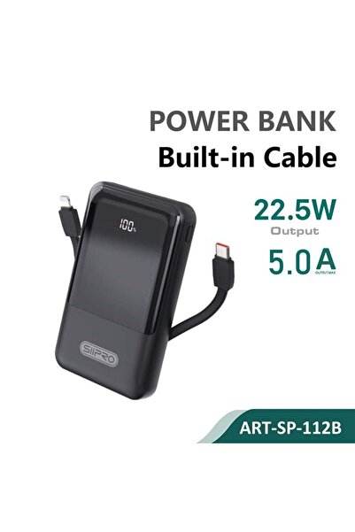 SiPro Siipro Built-in Cable PowerBank 10000mAh 22.5W Black (SP-112B)