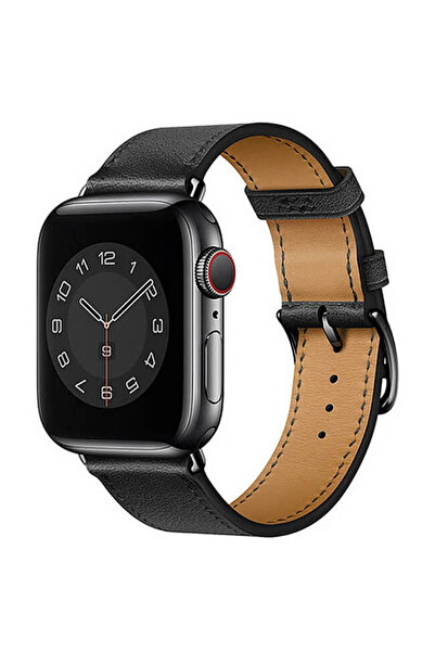 WIWU Attelage Genuine Leather Band Apple Watch 44/45/46/49mm Black