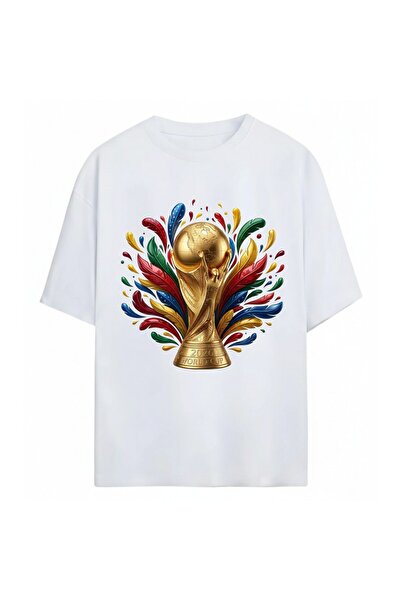 SVART WEAR تي شيرت فيفا كأس العالم للجنسين مقاس كبير جدًا مصنوع من القطن بنسب...
