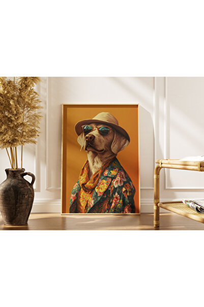 Şapkalı Dogy -Siyah Çerçeveli Poster Tablo
