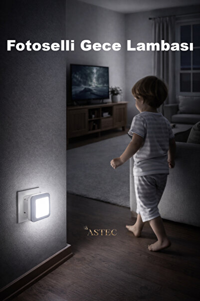 ASTEC Fotoselli Gece Lambası 1 Watt Tak Çalıştır Sensörlü Beyaz Renk