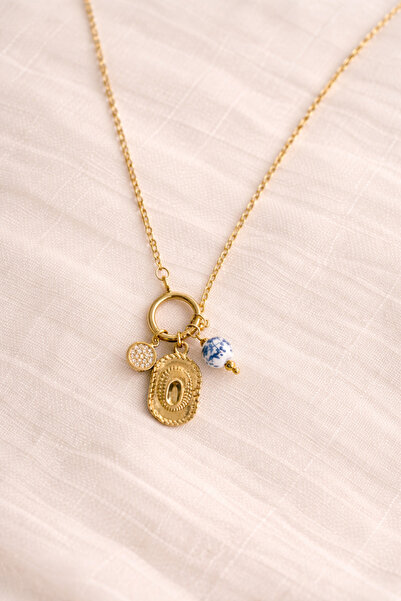 PORSE Gold Color Stainless Steel Necklace with Hat Charm and Sailor's Helm Cl...