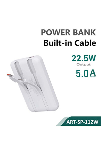 SiPro Siipro PowerBank Built-in Cable USB-C + Lightning 10000mAh White (SP-112W)