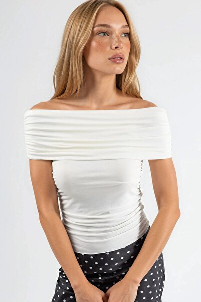 Hiccup BUSEM Μπλούζα με ντραπέ σχέδιο και ανοιχτούς ώμους