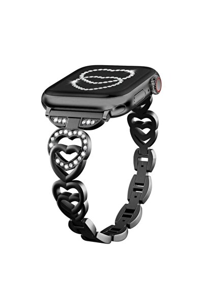 Orso Elegant Double Hearts Bracelet Black Apple Watch 44/45/46/49mm