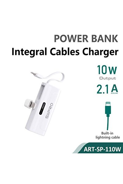 SiPro Siipro Pocket Boost Built-In Cable PowerBank 5000mAh 10W White (SP-110W)