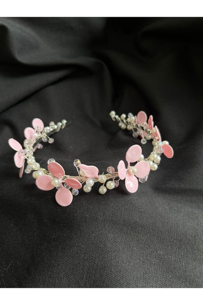 ERYA aksesuar Epoxy Floral Pearl Detailed Bridal Crown Engagement Maternity Crown – Handmade Hair Accessory