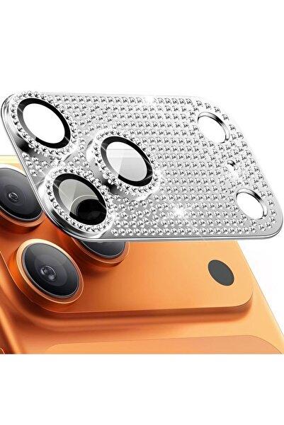 Orso Full Cover 9H Camera Protector Diamonds Silver iPhone 17 Pro Max