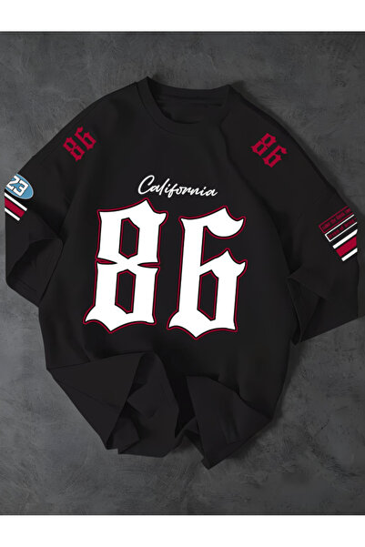 one button Μπλουζάκι California 86 Design με στάμπα, Premium Oversize