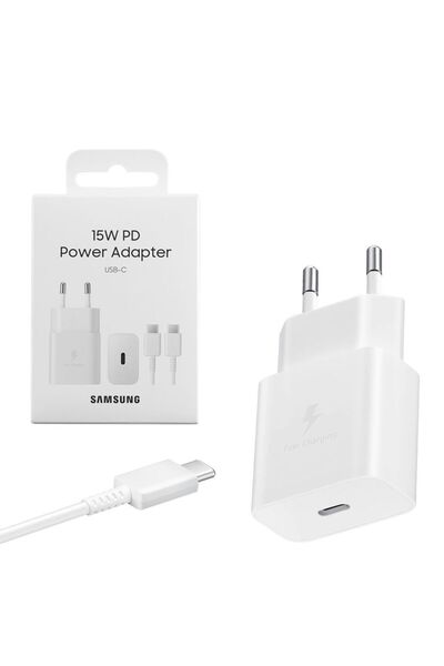 Samsung Fast Travel Φορτιστής 15W USB με Καλώδιο Type-C to Type-C White
