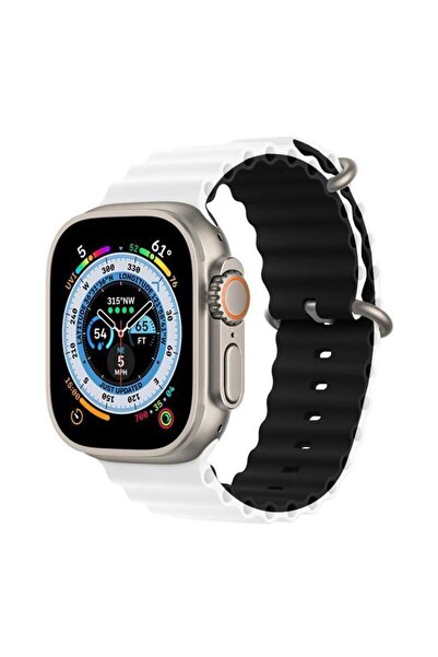 Orso Deluxe Sport Silicone White Black Λουράκι Apple Watch 44/45/46/49mm