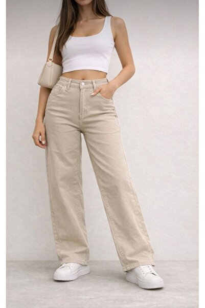MAY JEAN KADIN PALAZZO KESİM LİKRALI PANTOLON DENİM JEAN