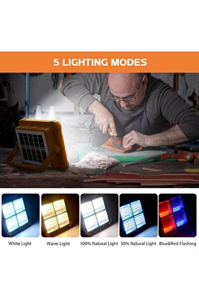 Generic 100W Portable Solar Work Light, Flood Light for Emergency