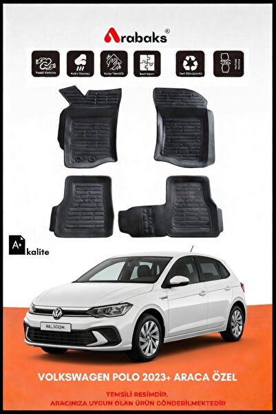 Arabaks VOLKSWAGEN POLO 2023+ ARACA ÖZEL 3D Havuzlu Oto Paspas 4 Parça Kauçuk...