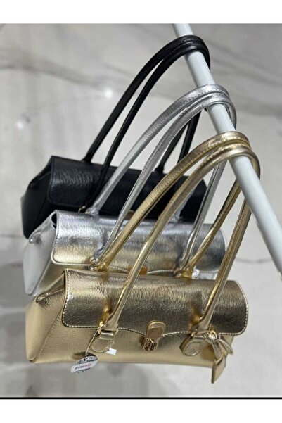 ÖZÜM ÇANTA Women's Long Handle Rectangular Model Hand and Shoulder Bag Silver...