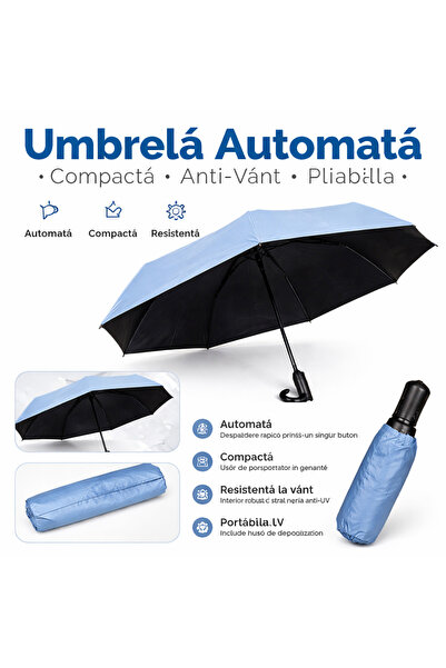 OEM Αυτόματη Αναδιπλούμενη Ομπρέλα, Αντιανεμική, Συμπαγής, Άνοιγμα με Κουμπί,...