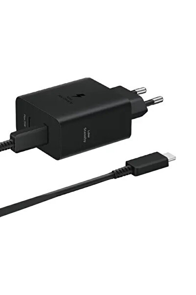 Samsung Fast Travel Charging Set GaN 50W Duo με Καλώδιο USB-C to USB-C Black
