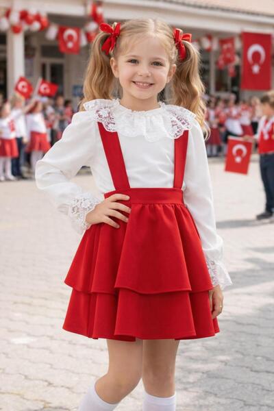 Kız Çocuk Kurdele Detay Jile ve Gömlek | 23 Nisan Gösteri Kıyafeti - Özel Gün 5-10 Yaş