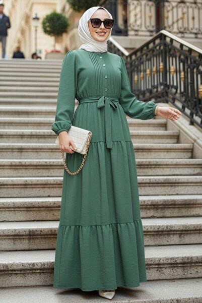 N.S NEVA STYLE Πλισέ Φόρεμα Μέντας με Κατασκευή Τεσεττούρ 20207MINT