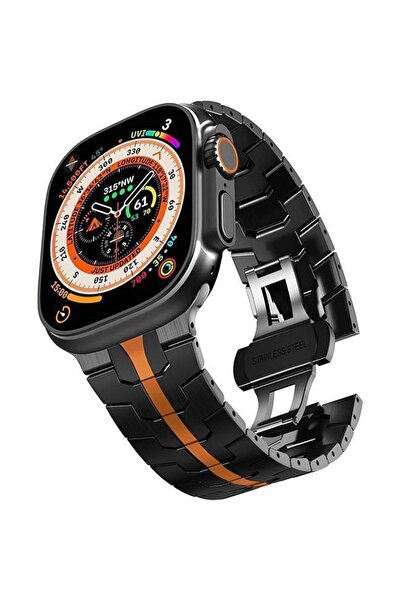 Orso OrsoBand Μεταλλικό Βραχιόλι TitanForce Μαύρο/Πορτοκαλί για Apple Watch 3...