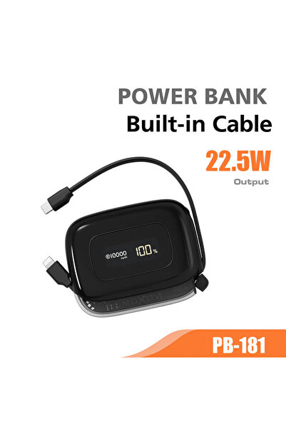 MOXOM Built-in Cable Muse PowerBank 10000mAh 22.5W Black (MX-PB181)
