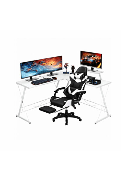 Generic طقم طاولة كيمينق بيضاء + كرسي كيمينق مريح