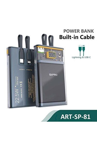 SiPro Siipro Built-In Cable PowerBank 10000mAh 20W Black (SP-81)