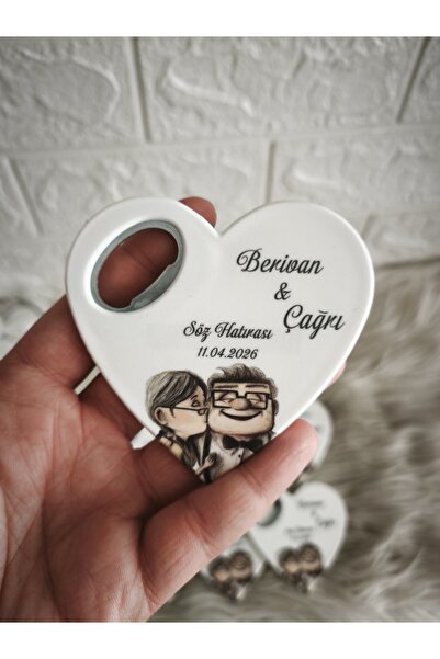 Doğrukan Hediyelik 20 adet yukarı bak karakterli kalp açacak magnet nikah, ni...