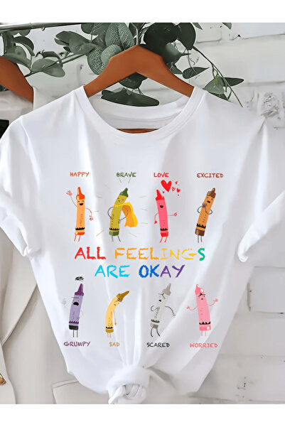 one button Χαριτωμένο μπλουζάκι με θέμα το χρωματιστό μολύβι, τυπωμένο Premiu...