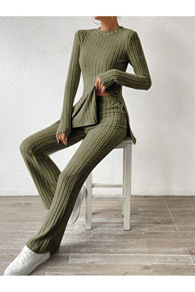 Iuliashop Ținută cu pantaloni Crina Khaki - L