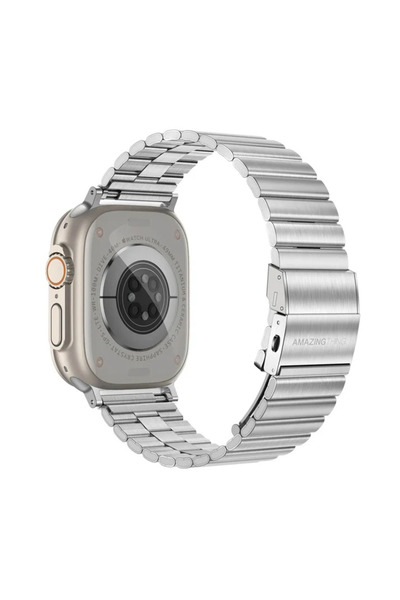 Amazingthing Λουράκι Metal Titan Steel Silver Apple Watch 44/45/46/49mm