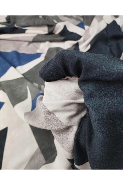 Kumaş Parça Βαμβακερό ύφασμα βισκόζης σε μπλε ανθρακί γκρι αποχρώσεις 150x320εκ.